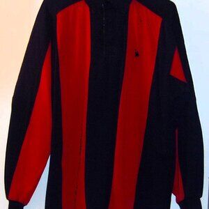 Vintage 90's Knights Of Round Table Red / Black Stripe Polo Rugby Shirt - Size X